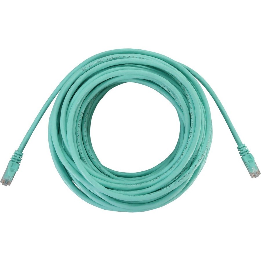 Eaton Tripp Lite Series Cat6a 10G Snagless Molded UTP Ethernet Cable (RJ45 M/M), PoE, Aqua, 50 ft. (15.2 m)