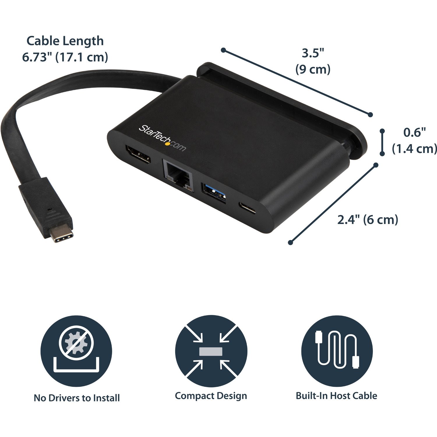 StarTech.com USB-C Multiport Adapter with HDMI - 1xA - 1xC - 100W PD 3.0