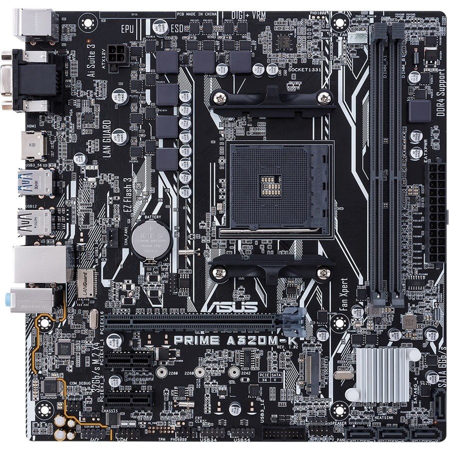 Asus Prime A320M-K/CSM Desktop Motherboard - AMD A320 Chipset - Socket AM4 - Micro ATX