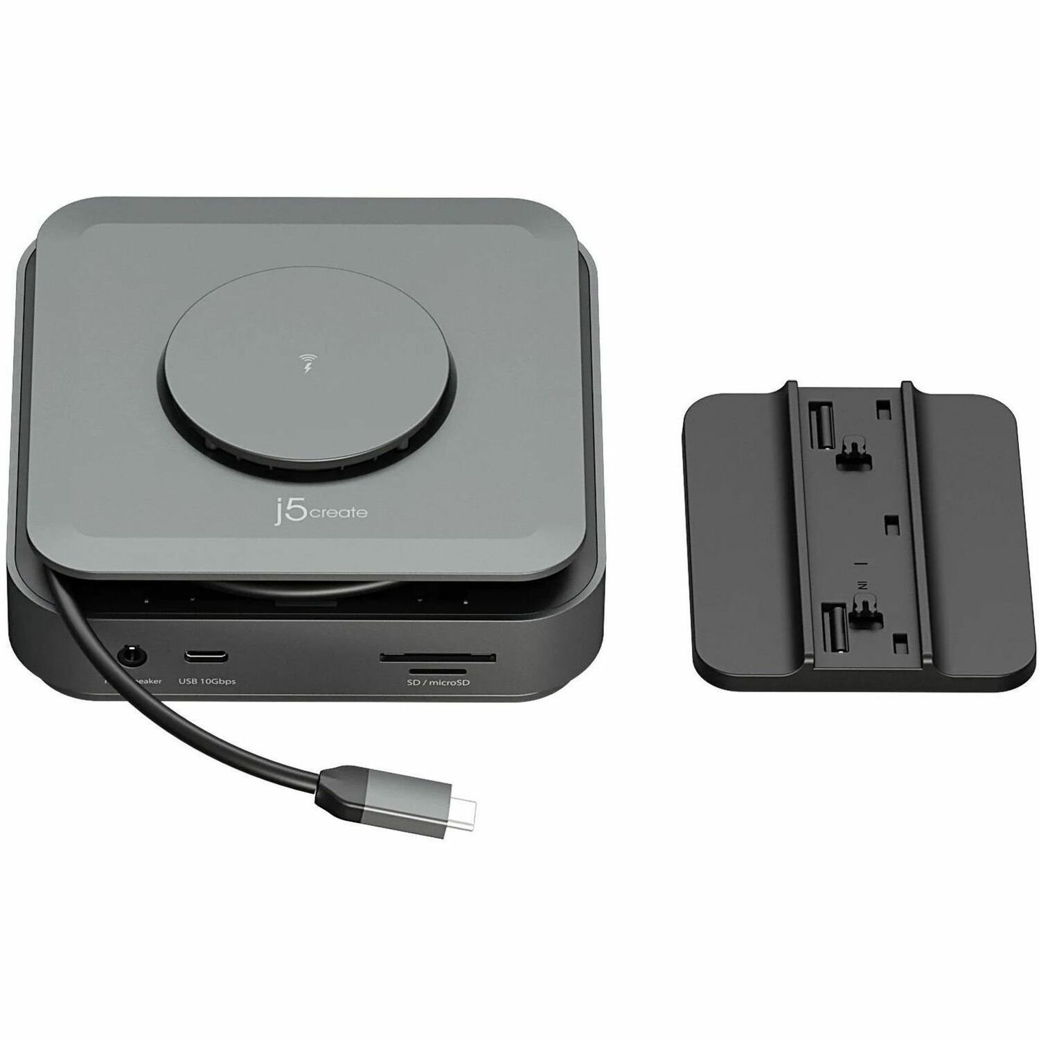 j5create JCD3199P USB Type C Docking Station for iPhone, MacBook, TV - Charging Capability - Memory Card Reader - SD - Space Gray - Desktop