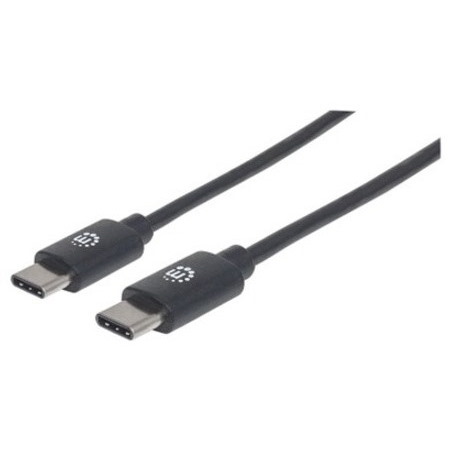 Manhattan USB-C to USB-C Cable, 3m, Male to Male, Black, 480 Mbps (USB 2.0), USB2CC3M, Hi-Speed USB, Lifetime Warranty, Polybag