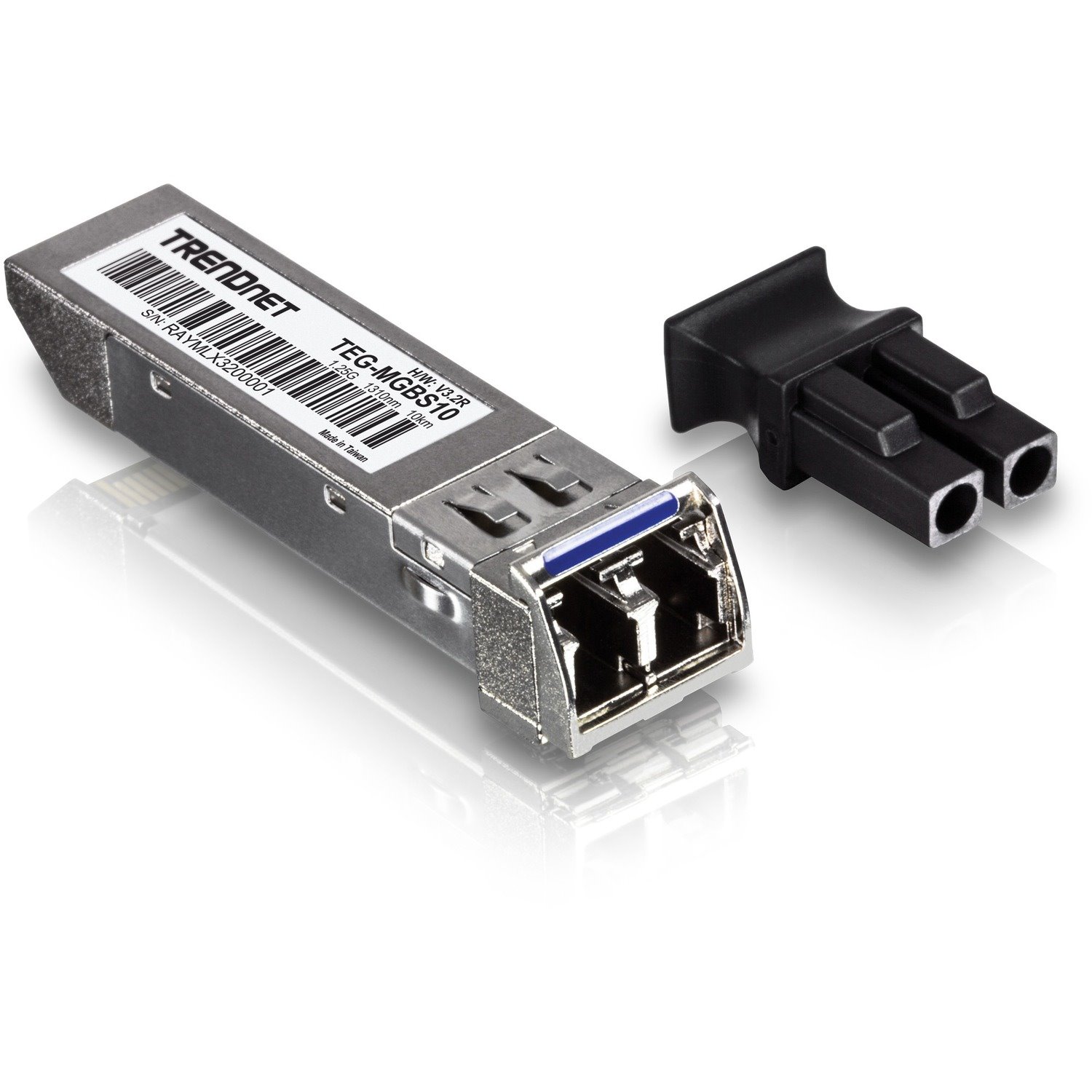 TRENDnet SFP to RJ45 Mini-GBIC Single-Mode LC Module; TEG-MGBS10; For Single Mode Fiber; Distances up to 10km (6.2 Miles); Gigabit SFP Module; IEEE 802.3z Gigabit Ethernet; Lifetime Protection