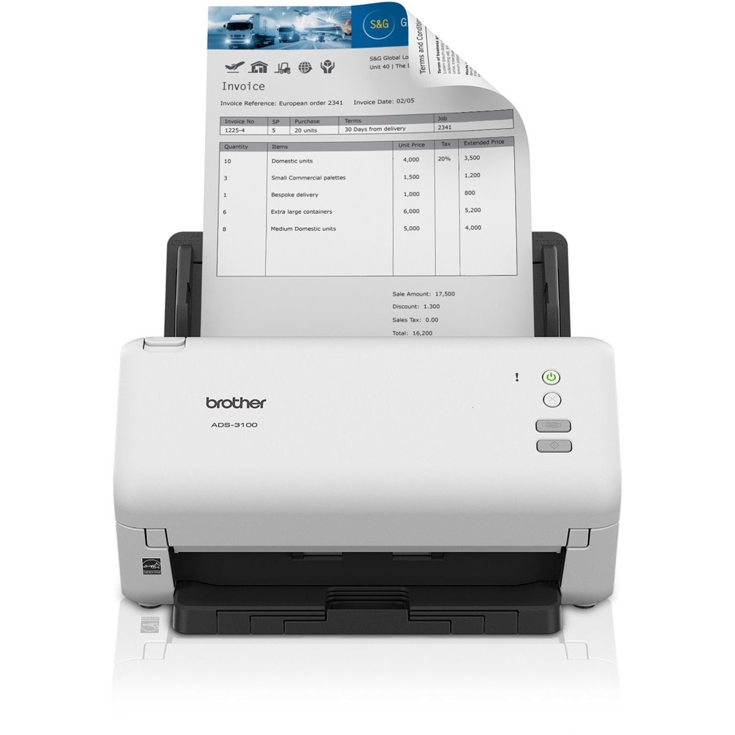 Brother ADS-3100 Sheetfed Scanner - 600 x 600 dpi Optical