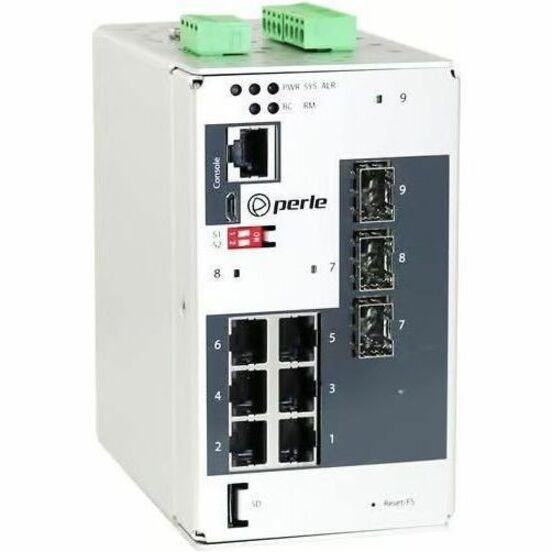 Perle IDS-409-SFP IDS-409-3SFP-XT 6 Ports Manageable Ethernet Switch - Gigabit Ethernet - 10/100/1000Base-T, 1000Base-X