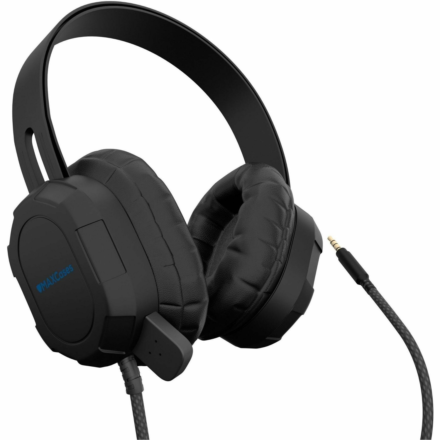MAXCases Extreme Headset w/braided cable and built-in microphone w/3.5mm connector (Black)