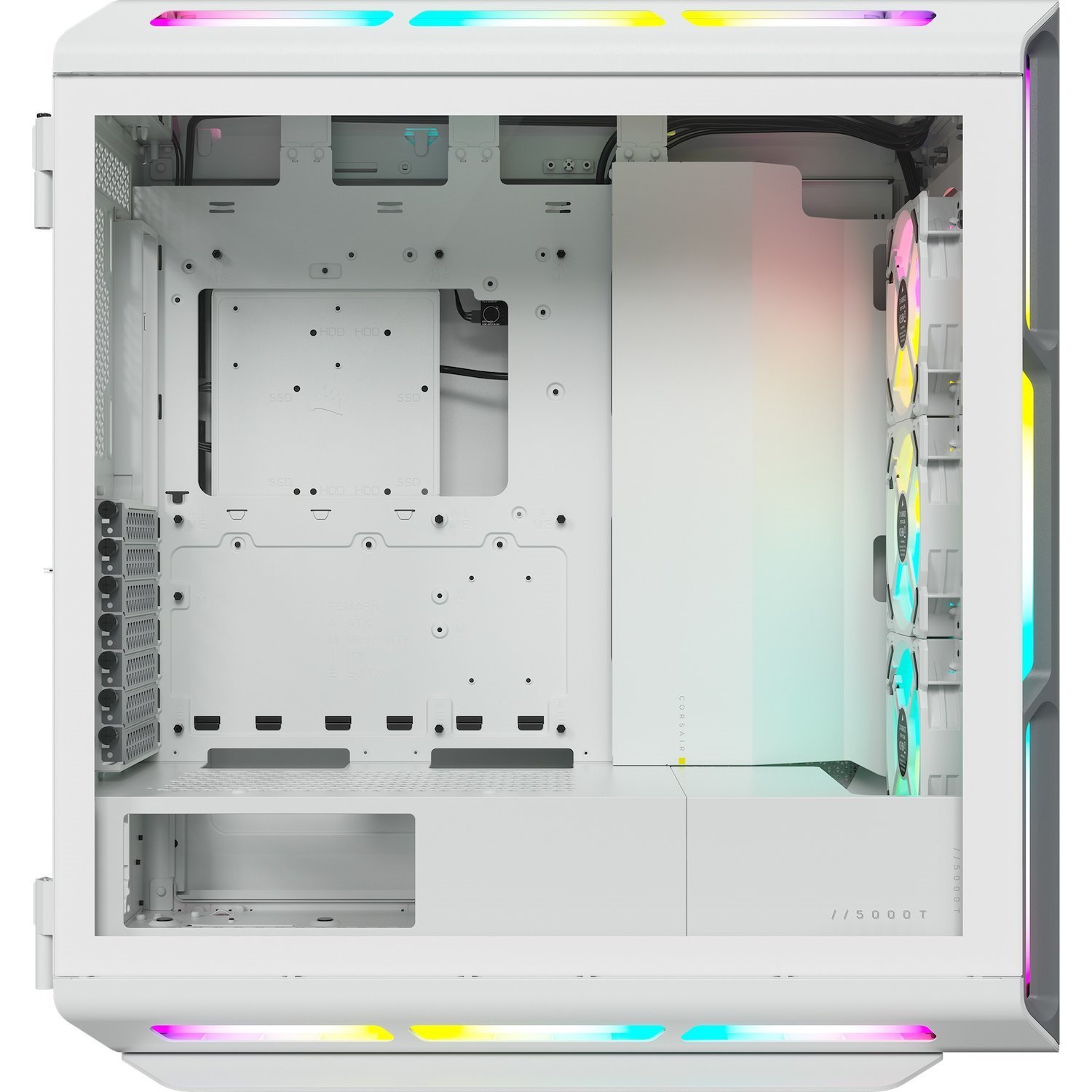 Corsair iCUE 5000T Computer Case - ATX Motherboard Supported - Mid-tower - Tempered Glass, Steel - White