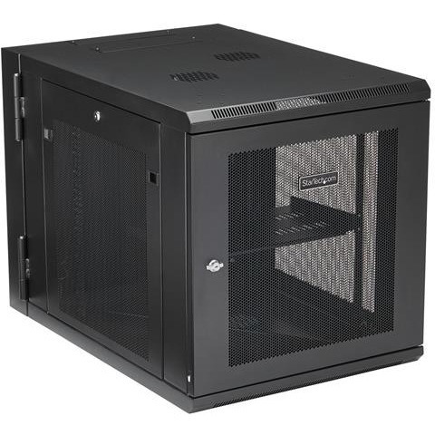 StarTech.com 4-Post 12U Wall Mount Network Cabinet, 19" Hinged Wall-Mounted Server Rack for IT Equipment, Flexible Lockable Rack Enclosure