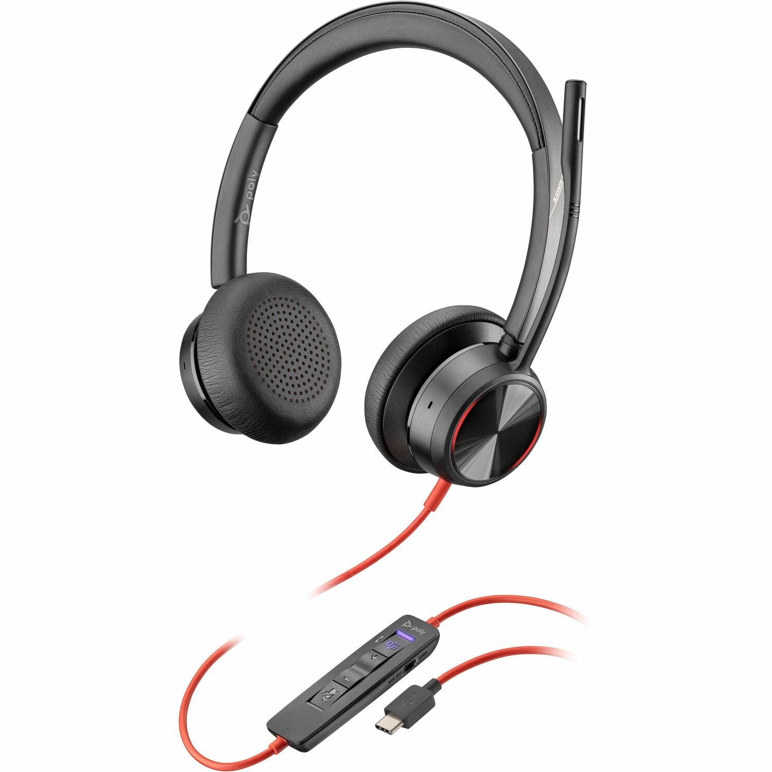 Poly Blackwire 8225 Microsoft Teams Certified Headset +USB-C/A Adapter TAA