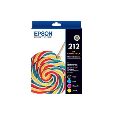 Epson 212 Original Standard Yield Inkjet Ink Cartridge - Value Pack - Black, Cyan, Magenta, Yellow - 1 Pack