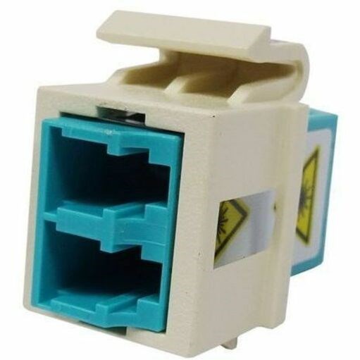 Ortronics 1-LC (2 fibers) fiber Keystone module, Aqua adapater, Wiremold Ivory Housing