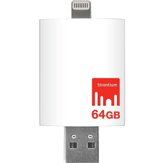 Strontium iDrive 64 GB USB 3.0, Lightning Flash Drive - White