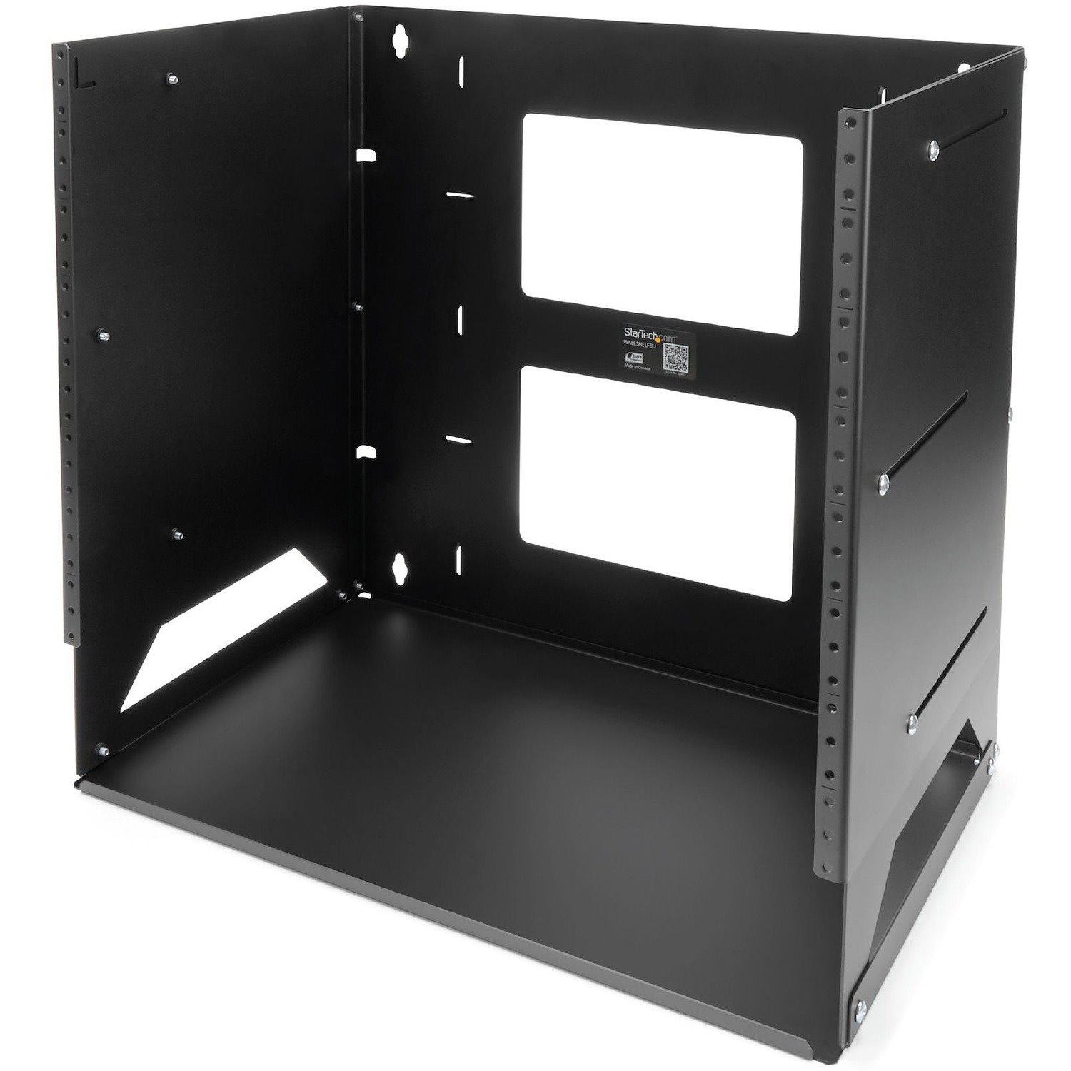 StarTech.com 2-Post 8U Open Frame Wall Mount Network Rack with Built-in Shelf and Adjustable Depth, Computer Rack for IT Equipment, TAA~