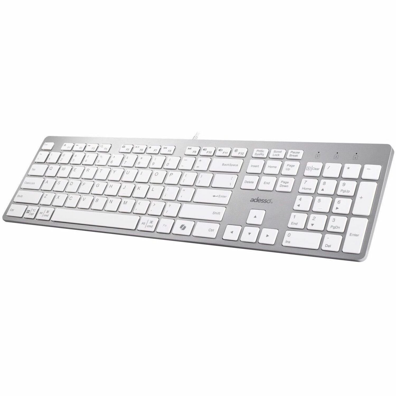 Adesso EasyTouch AKB-730UW Keyboard - Cable Connectivity - USB Type C Interface - English (US) - White