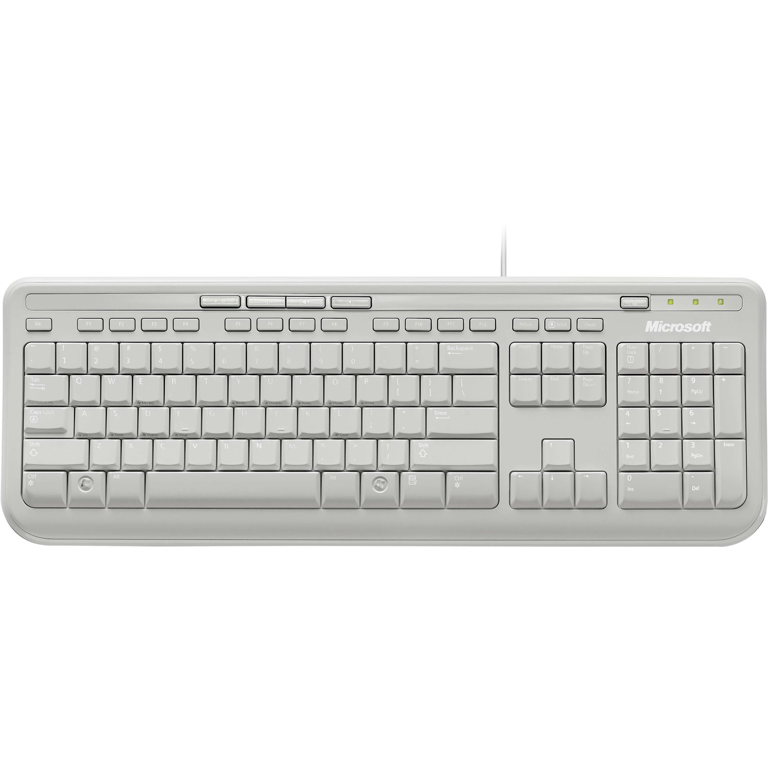 Microsoft 600 Keyboard - Cable Connectivity - USB Interface - English, International - White