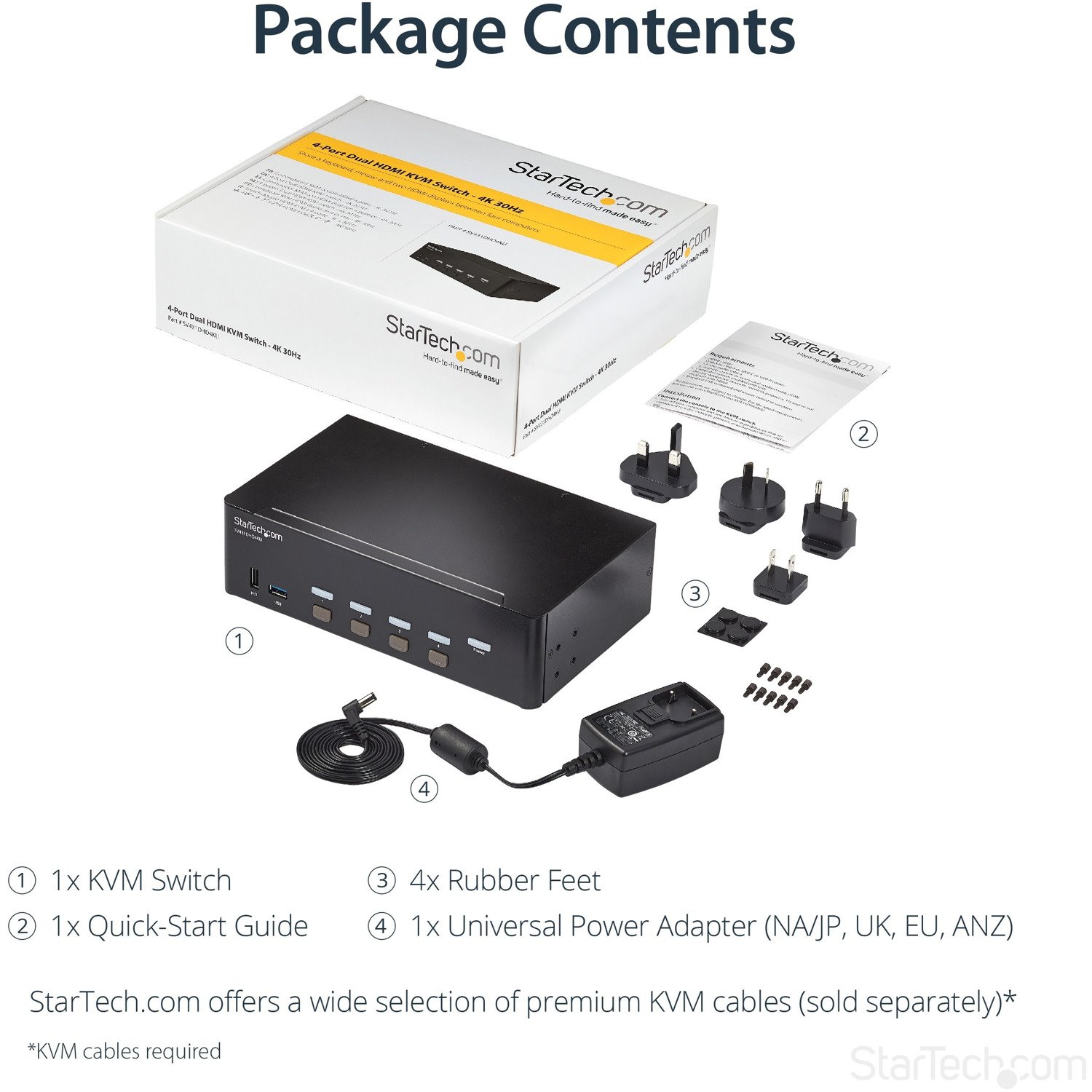 StarTech.com 4 Port HDMI KVM Switch - 4K 30Hz - Dual Display