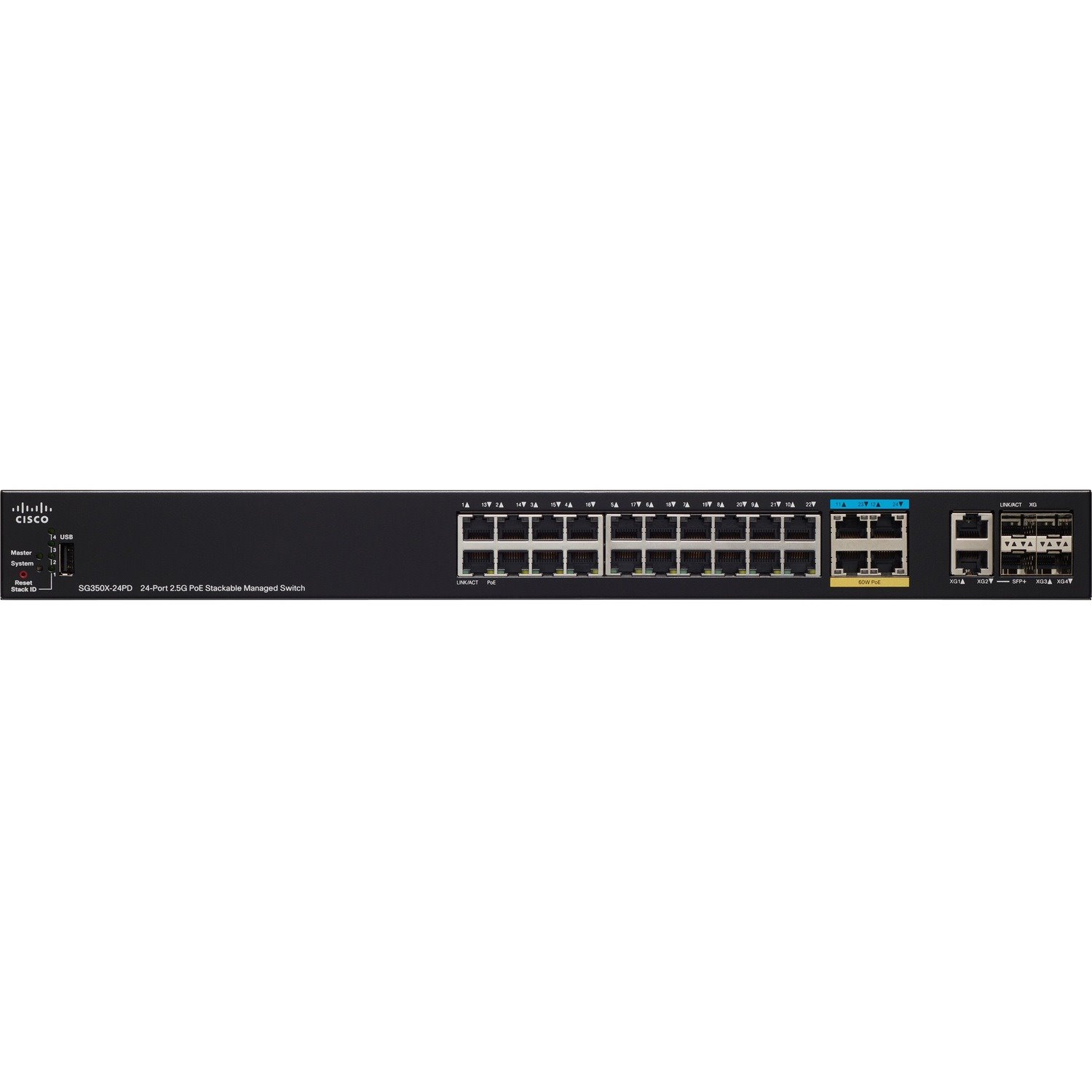 Cisco SG350X-24PD 24-Port 2.5G PoE Stackable Managed Switch