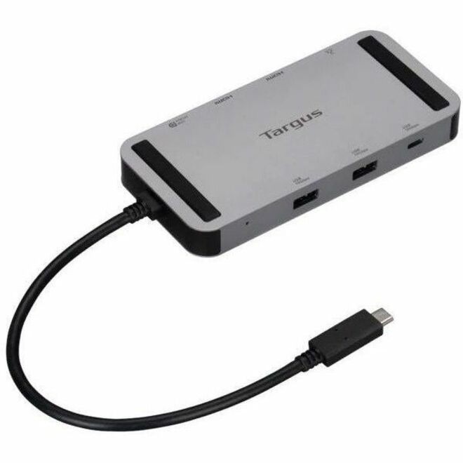 Targus 8 Port(s) USB4 Docking Station for Notebook, Monitor - Charging Capability - Silver - Portable