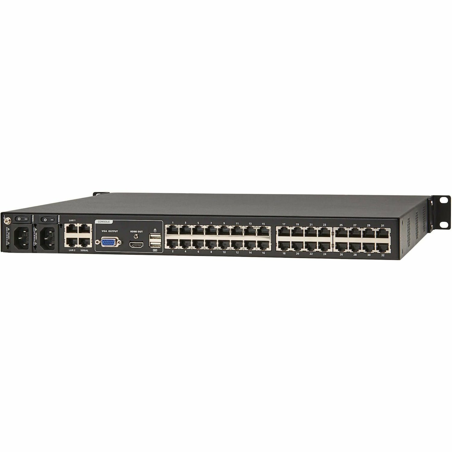 Eaton 32-Port Cat5e KVM over IP Switch - Virtual Media, 2 Remote/1 Local User, HDMI Output, 1U Rack-Mount, TAA