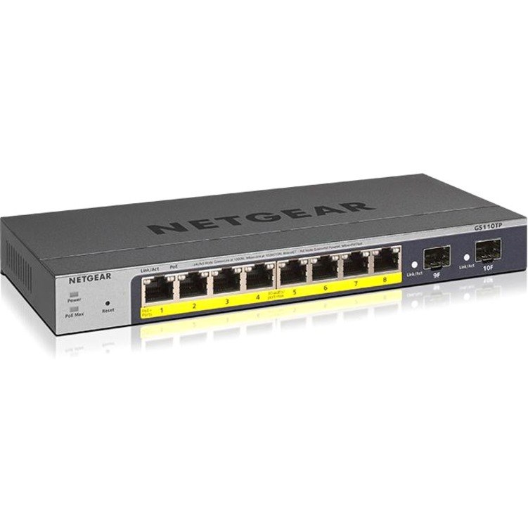 Netgear 8-port Gigabit PoE Smart Switch with 2 Gigabit Fiber SFP