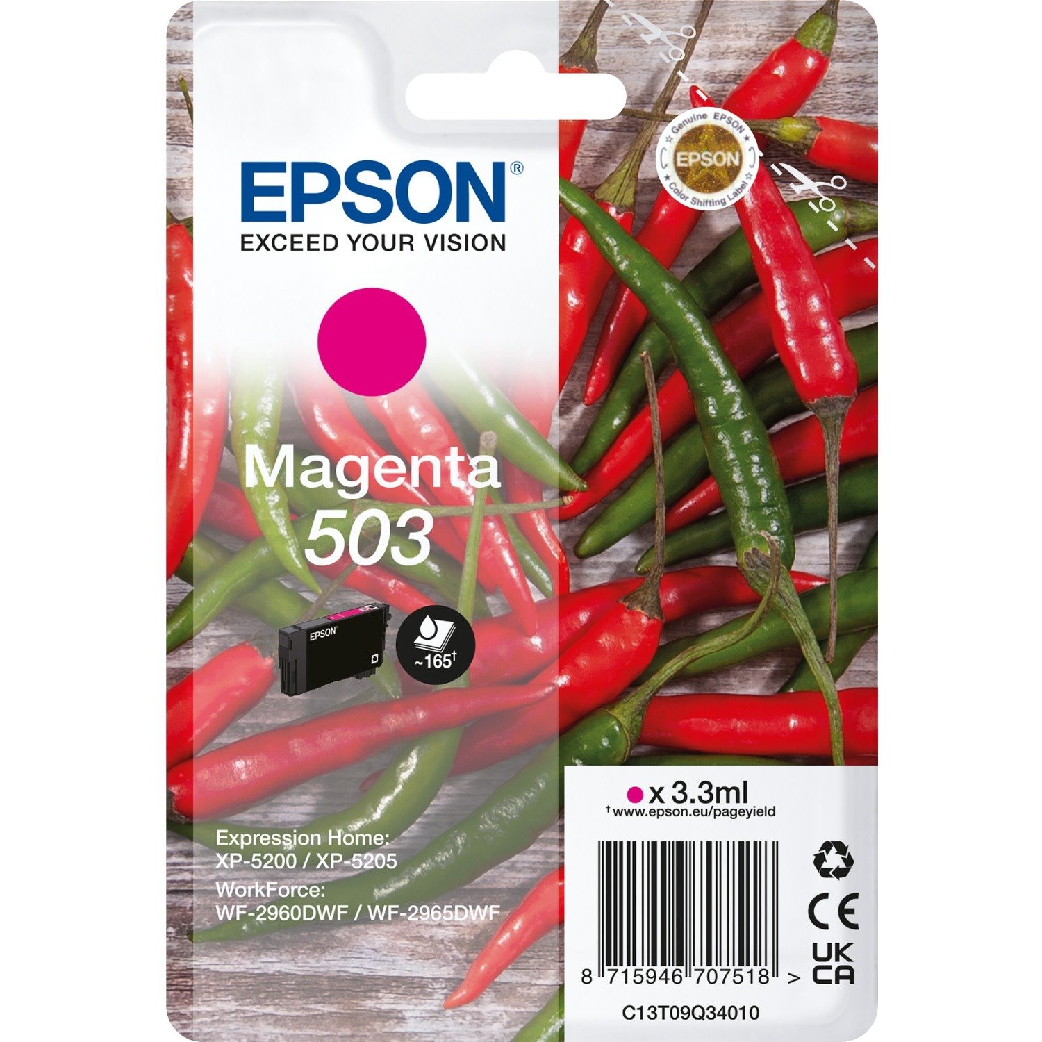 Epson 503 Original Standard Yield Inkjet Ink Cartridge - Single Pack - Magenta - 1 Piece