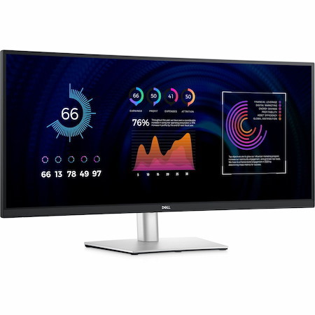 Dell P3424WE 34" Class WQHD Curved Screen Gaming LED Monitor - 21:9 - Black