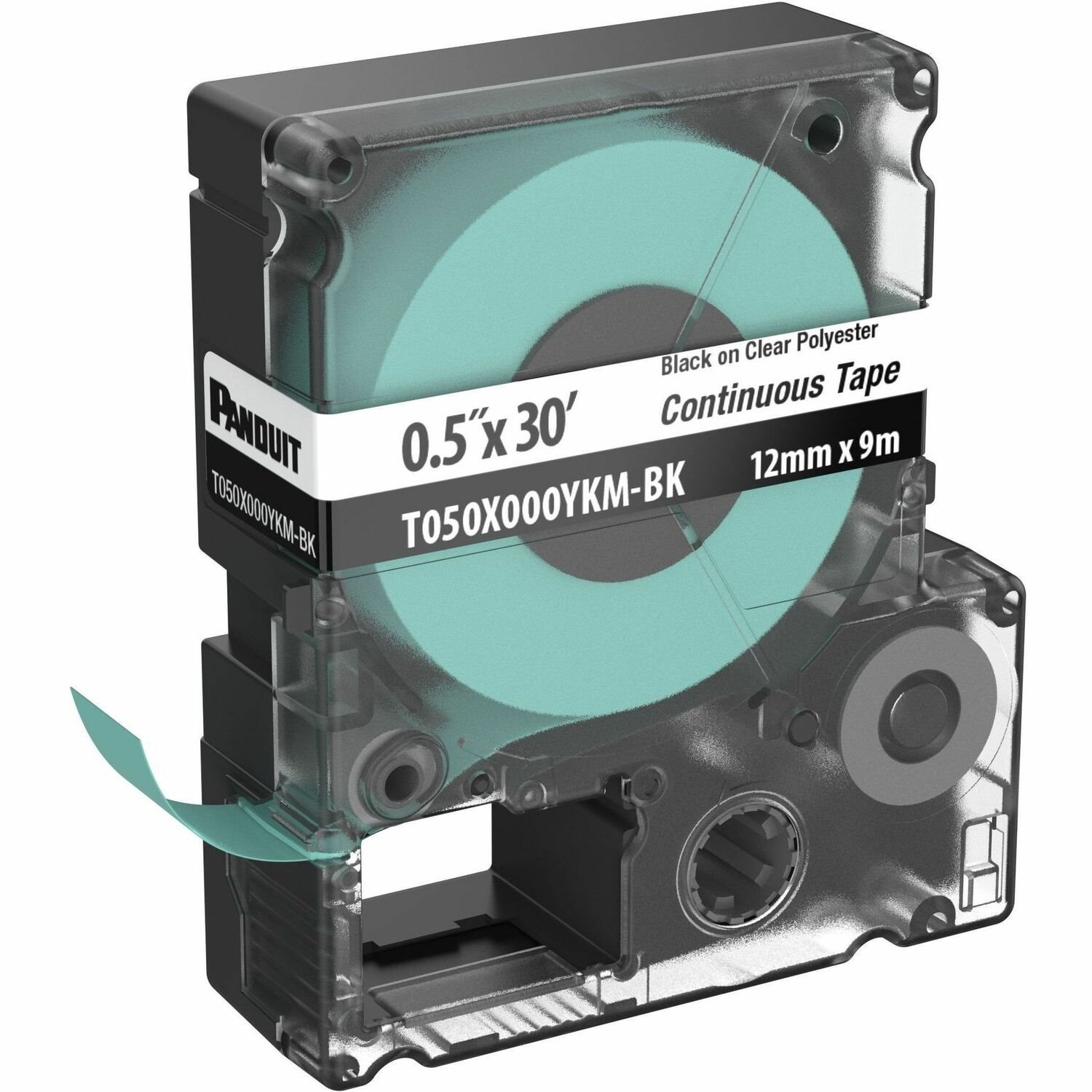 Panduit PXE&trade; T050X000YKM-BK MP Printer Cont. Tape, Safety & ID, Polyest, Blk/Clr, 0.5" W