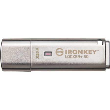 IronKey IKLP50 32 GB USB 3.2 (Gen 1) Type A Flash Drive - Silver - XTS-AES, 256-bit AES - TAA Compliant
