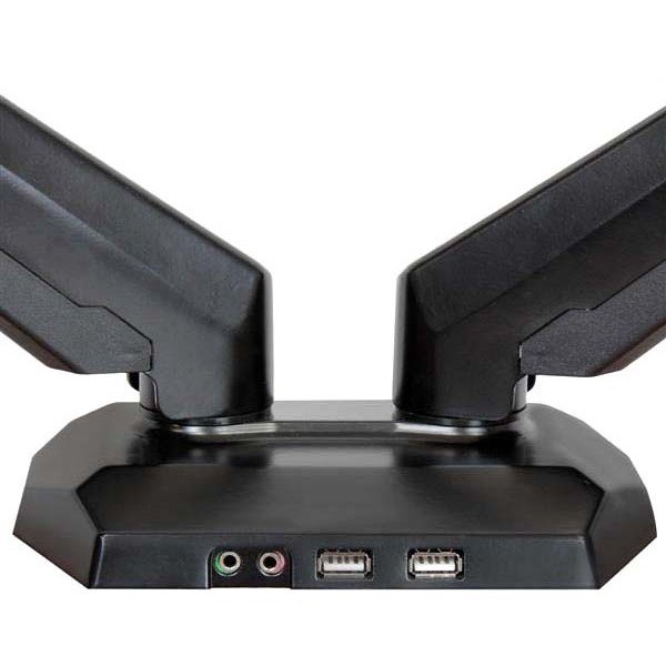 StarTech.com Dual Monitor Arm, USB Hub and Audio Ports in Base, Monitors up to 32" (17.6lb/8kg), VESA Monitor Stand Desk Mount