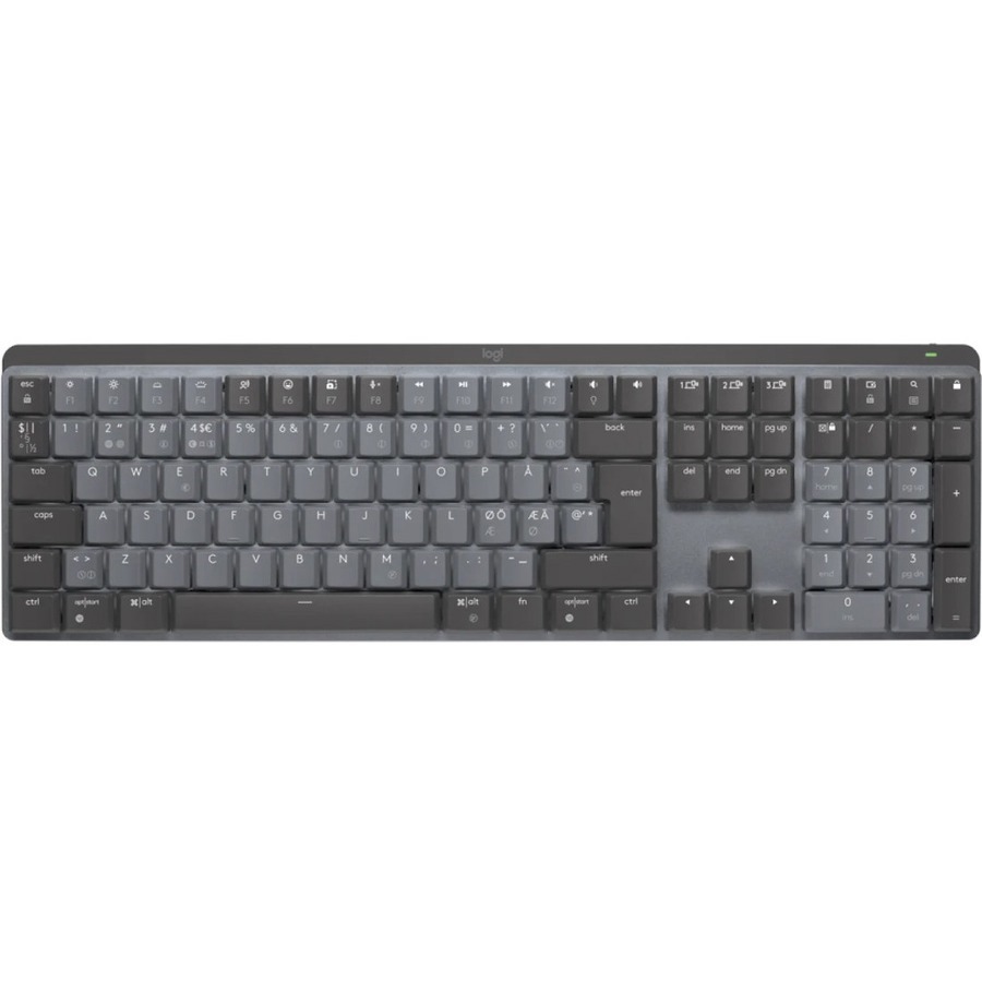 Logitech MX Mechanical Keyboard - Wireless Connectivity - Danish, Norwegian, Swedish, Finnish, Pan-Nordic - QWERTY Layout - Graphite Grey