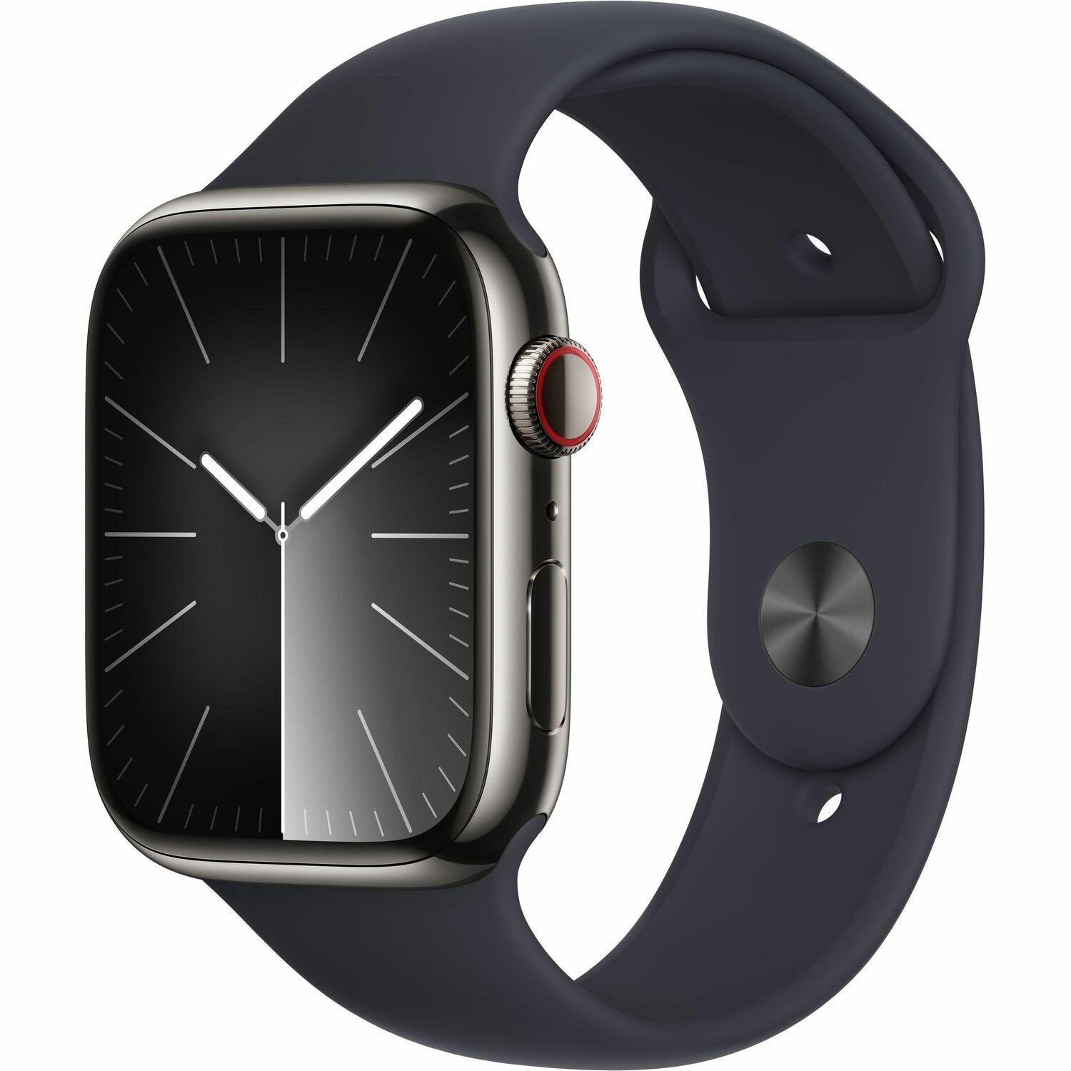 Apple Watch Series 9 Smart Watch - 41 mm Case Height - 35 mm Case Width - Graphite Case Color - Midnight Band Color - Glass Body Material - Stainless Steel Case Material - Wireless LAN - LTE, UMTS