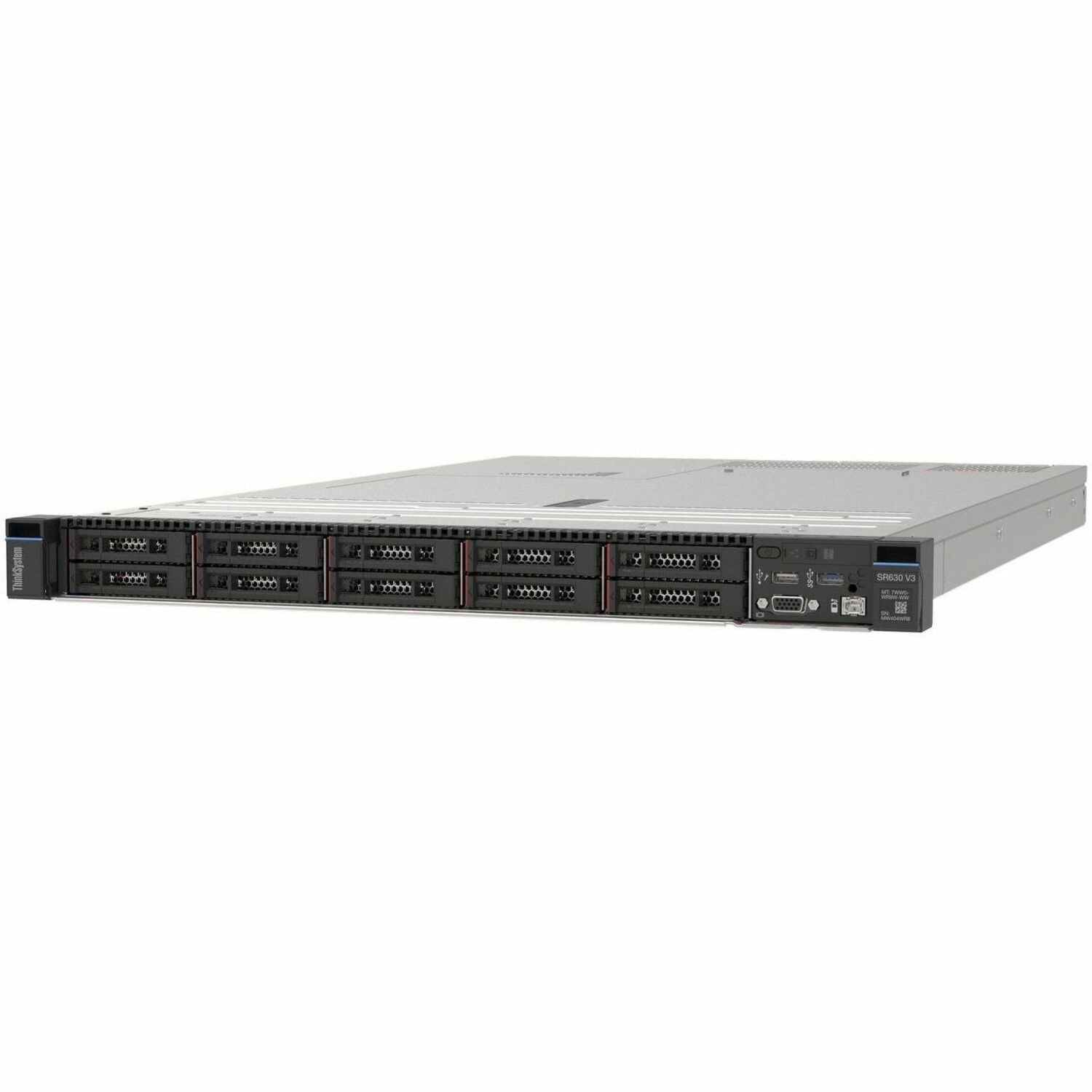 Lenovo ThinkSystem SR630 V3 7D731000NA 1U Rack Server - 1 x Intel Xeon Silver 4410T 2.7 GHz - 64 GB RAM - 5.76 TB SSD - (3 x 1.92TB) SSD Configuration - 12Gb/s SAS Controller - Pre-Configured