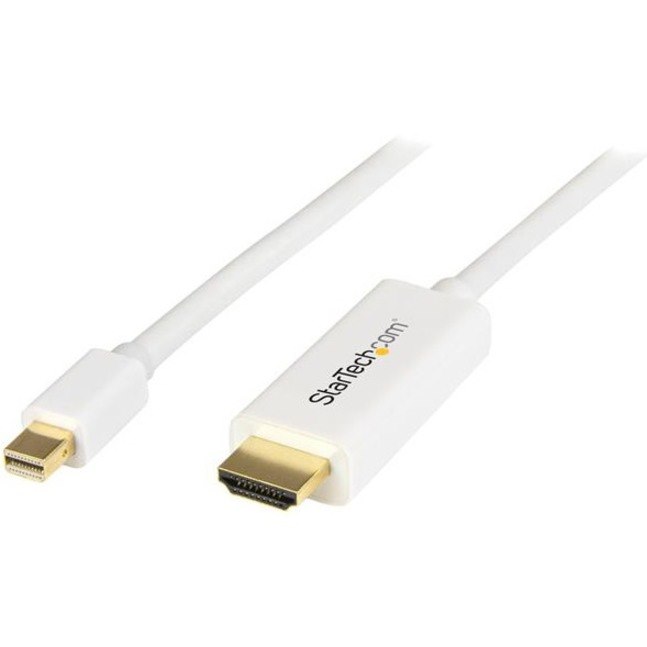 StarTech.com 6ft (2m) Mini DisplayPort to HDMI Cable, 4K 30Hz Video, Mini DP to HDMI Adapter/Converter Cable, mDP to HDMI Monitor, White