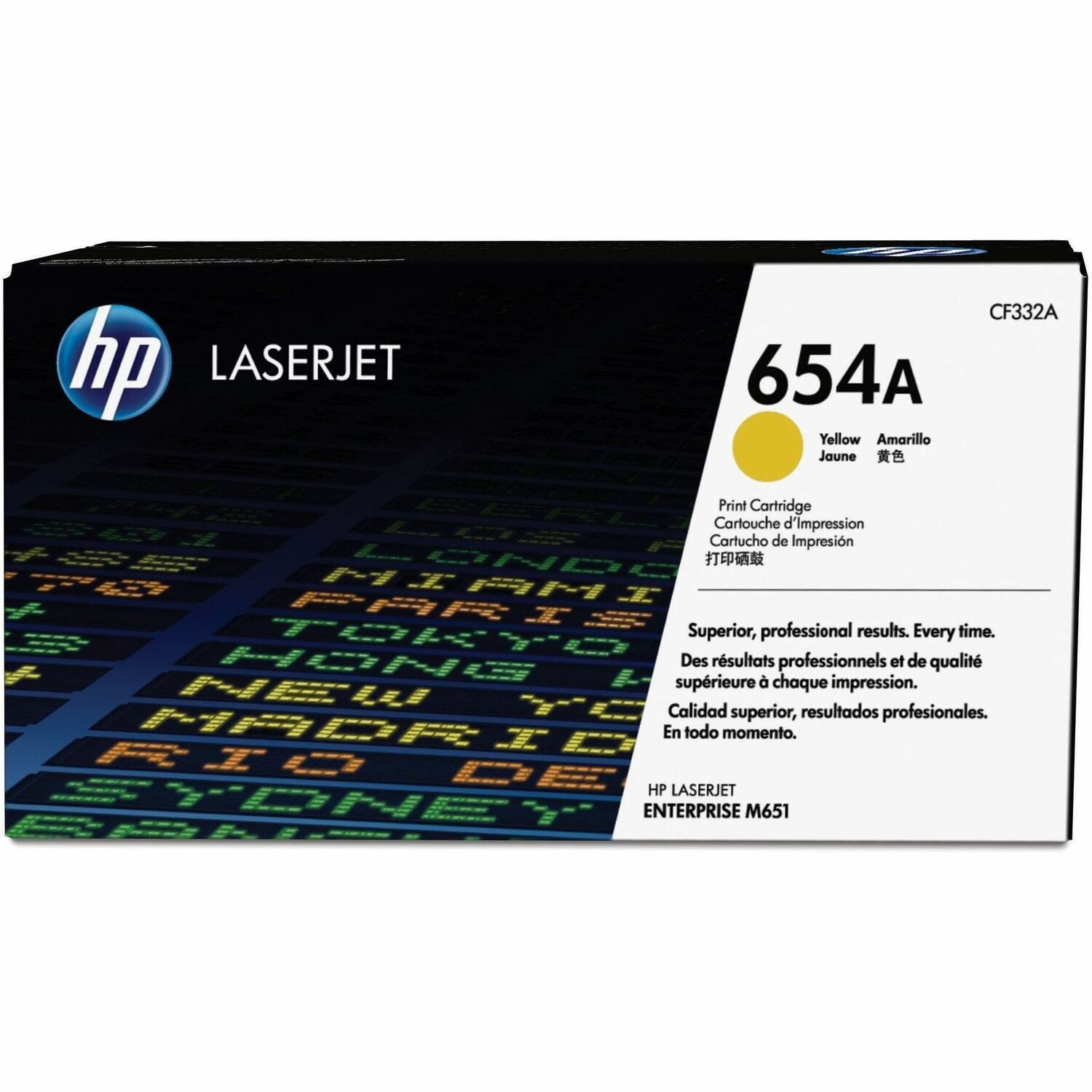 HP 654A (CF332A) Origineel Laser Tonercartridge - Enkelstuksverpakking - Geel - 1 Stuk