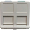 Eaton Tripp Lite Series 2-Port European-Style Insert, Unloaded Shuttered Angled Module, Icon Tabs, White, TAA