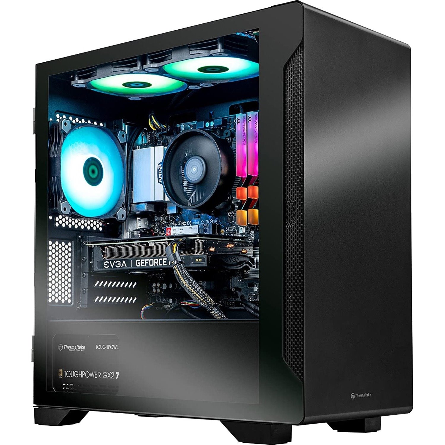 Thermaltake Graphite 360 Gaming Desktop Computer - AMD Ryzen 5 5600X - 16 GB RAM DDR4 SDRAM - 1 TB M.2 PCI Express NVMe SSD - Micro Tower - Black