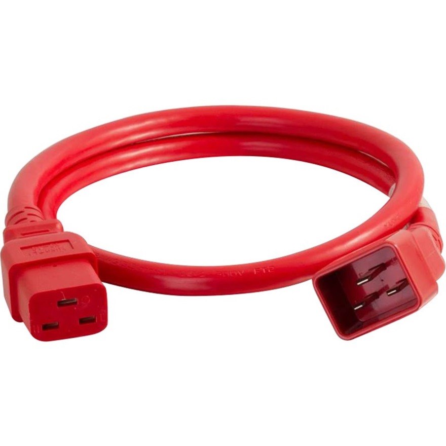 C2G 2ft 12AWG Power Cord (IEC320C20 to IEC320C19) -Red