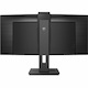 Philips 346P1CRH 34" Class Webcam WQHD Curved Screen LED Monitor - 21:9 - Textured Black