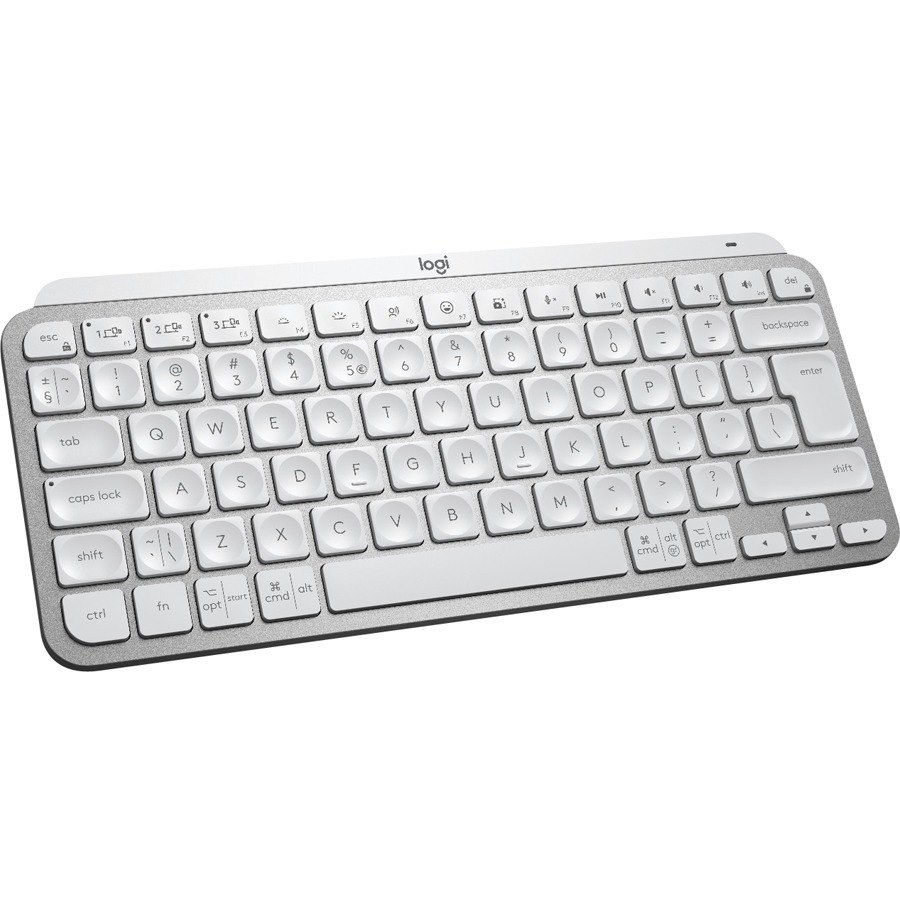 Logitech MX Keys Mini Keyboard - Wireless Connectivity - LED - English (US) - QWERTY Layout - Pale Gray