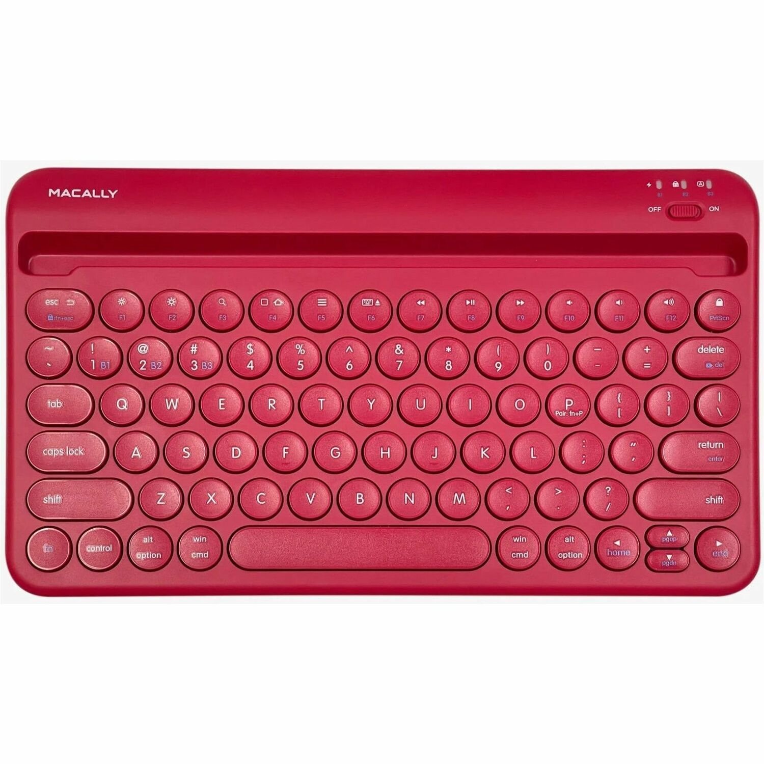 Macally Mac Portable Keyboard with iPhone or iPad Holder (Viva Magenta)