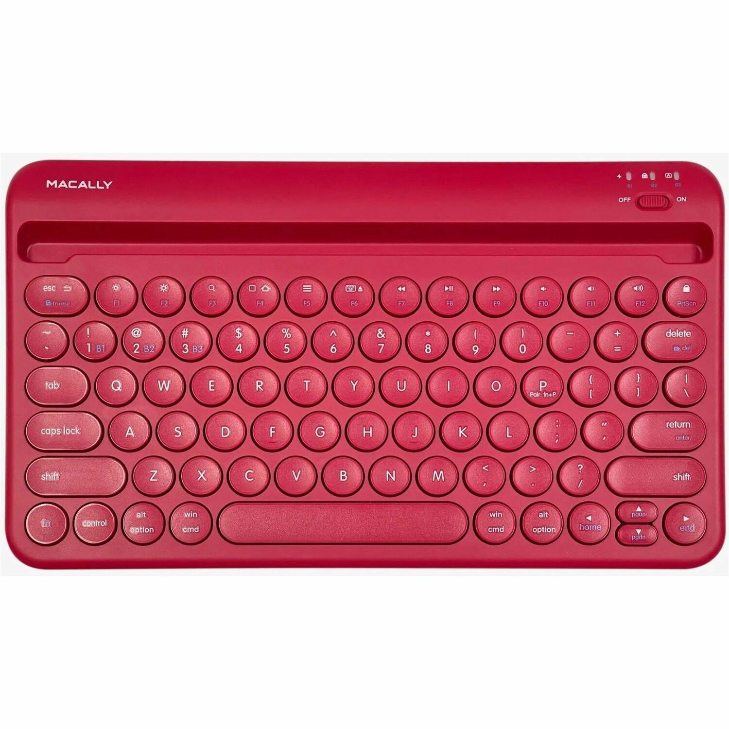Macally Mac Portable Keyboard with iPhone or iPad Holder (Viva Magenta)