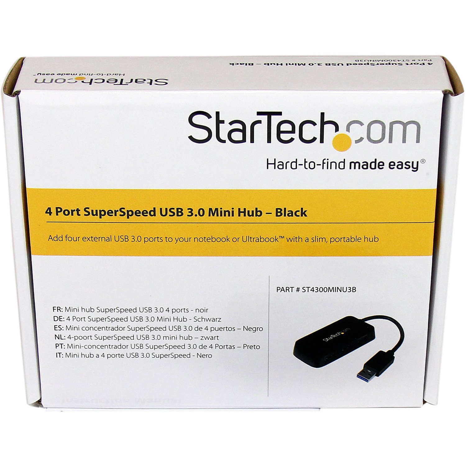 StarTech.com Portable 4 Port SuperSpeed Mini USB 3.0 Hub - 5Gbps - Black