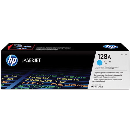 HP 128A (CE321A) Original Standard Yield Laser Toner Cartridge - Single Pack - Cyan - 1 Each