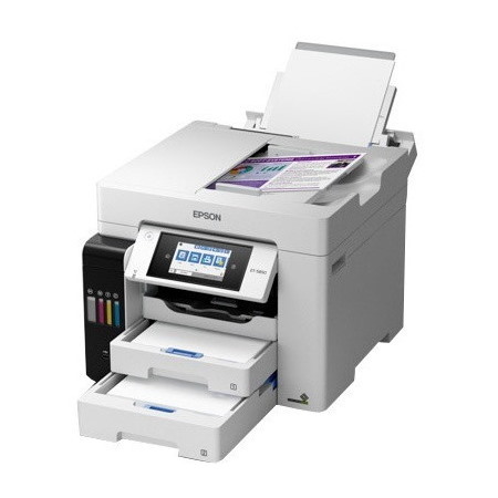 Epson ET-5850 Inkjet Multifunction Printer-Color-Copier/Fax/Scanner-4800x1200 dpi Print-Automatic Duplex Print-66000 Pages-550 sheets Input-1200 dpi Optical Scan-Color Fax-Wireless LAN-Epson Connect-Epson Email Print-Epson iPrint-Mopria