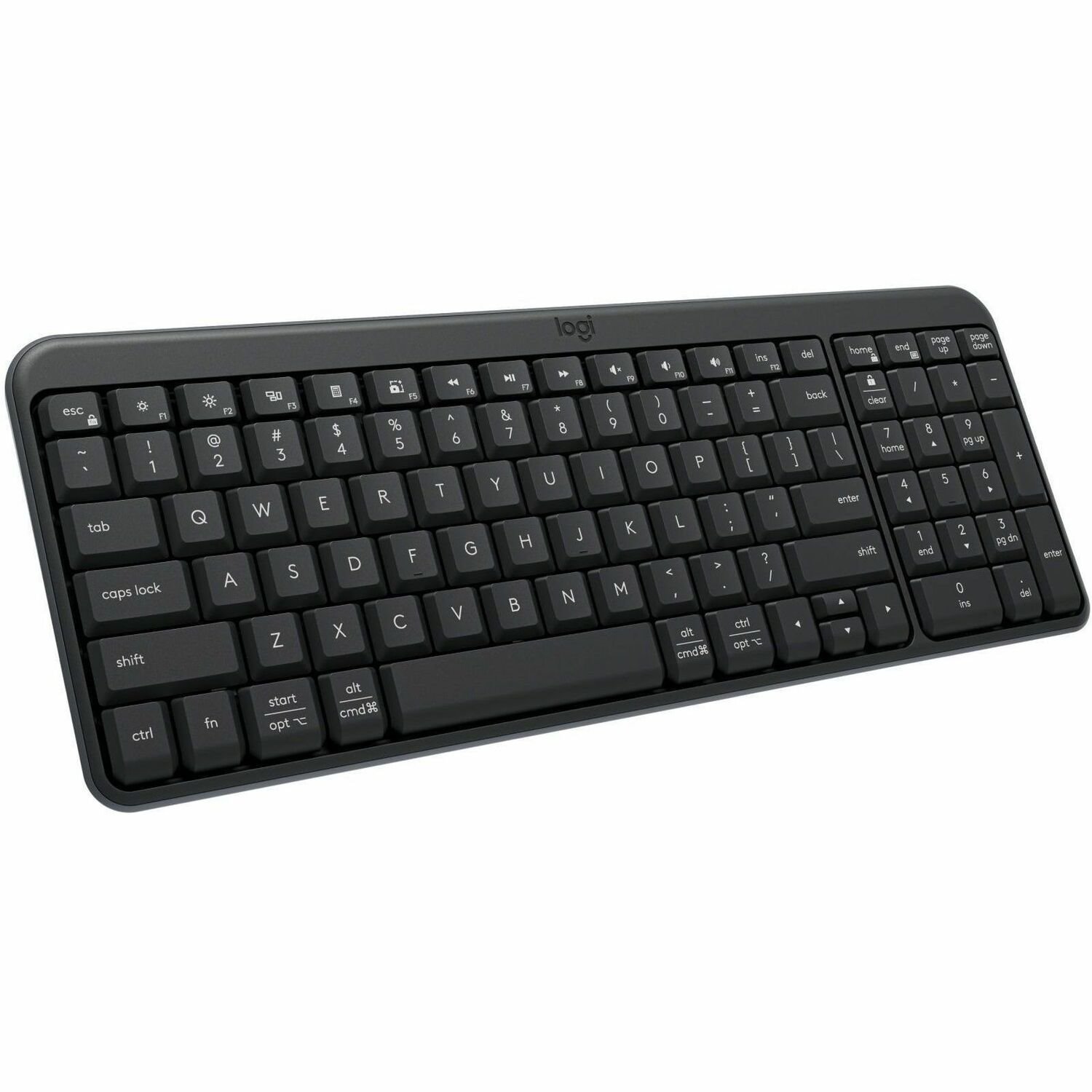 Logitech K250 Bluetooth Keyboard with Numpad, Easy Connectivity, Compact Wireless Keyboard made with Recycled Plastic, Spill-Resistant, comfortable Keys (Graphite)