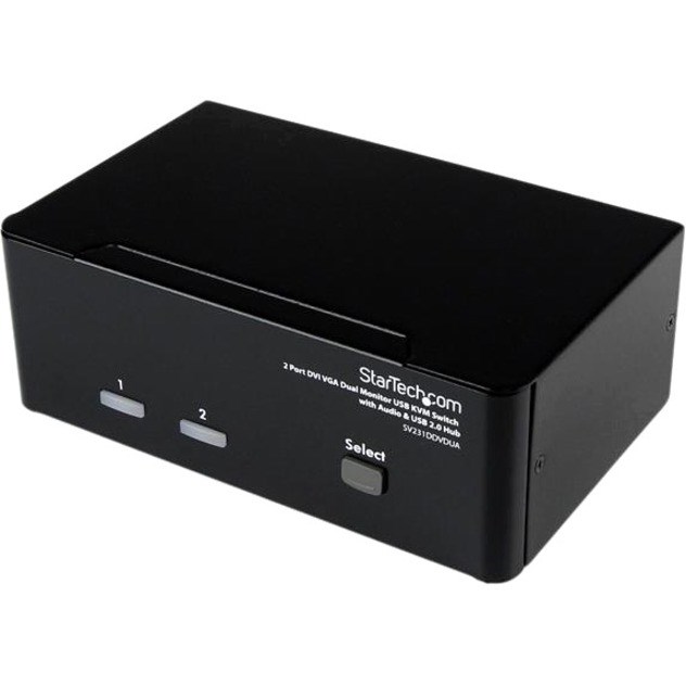 StarTech.com 2 Port DVI VGA Dual Monitor KVM Switch USB with Audio & USB 2.0 Hub