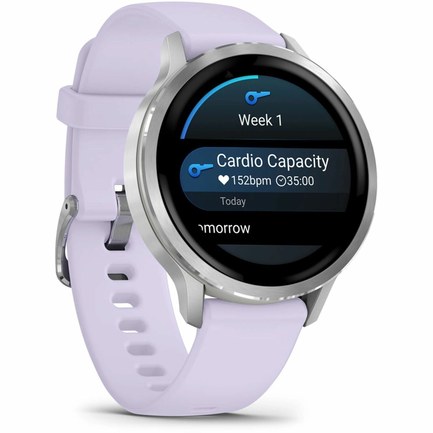 Garmin Venu 4 - 41 mm Silver with Periwinkle Silicone Band