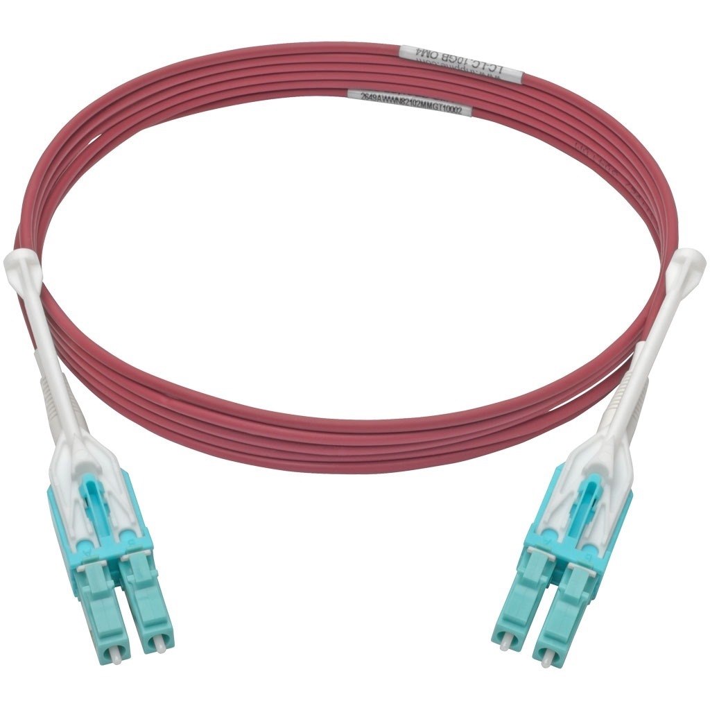 Eaton Tripp Lite Series 10G Duplex Multimode 50/125 OM4 LSZH Fiber Optic Cable (LC/LC), Push/Pull Tabs, Magenta, 2 m