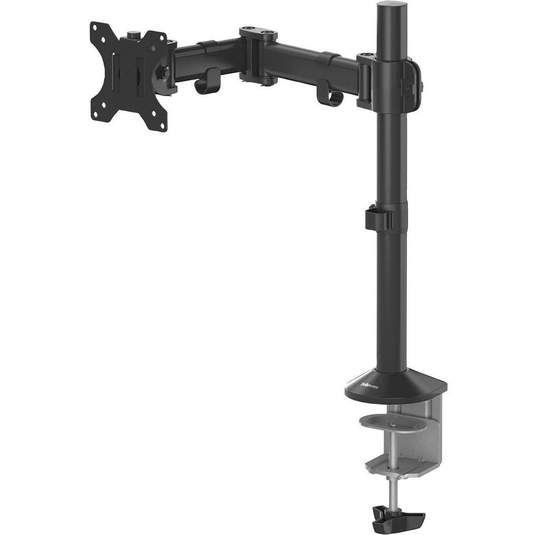 Fellowes Reflex Series Adjustable Monitor Arm for Desk, Supports 32-Inch Monitors, Ergonomic Single Monitor Stand with VESA Mount, Easy Setup with Grommet or Clamp