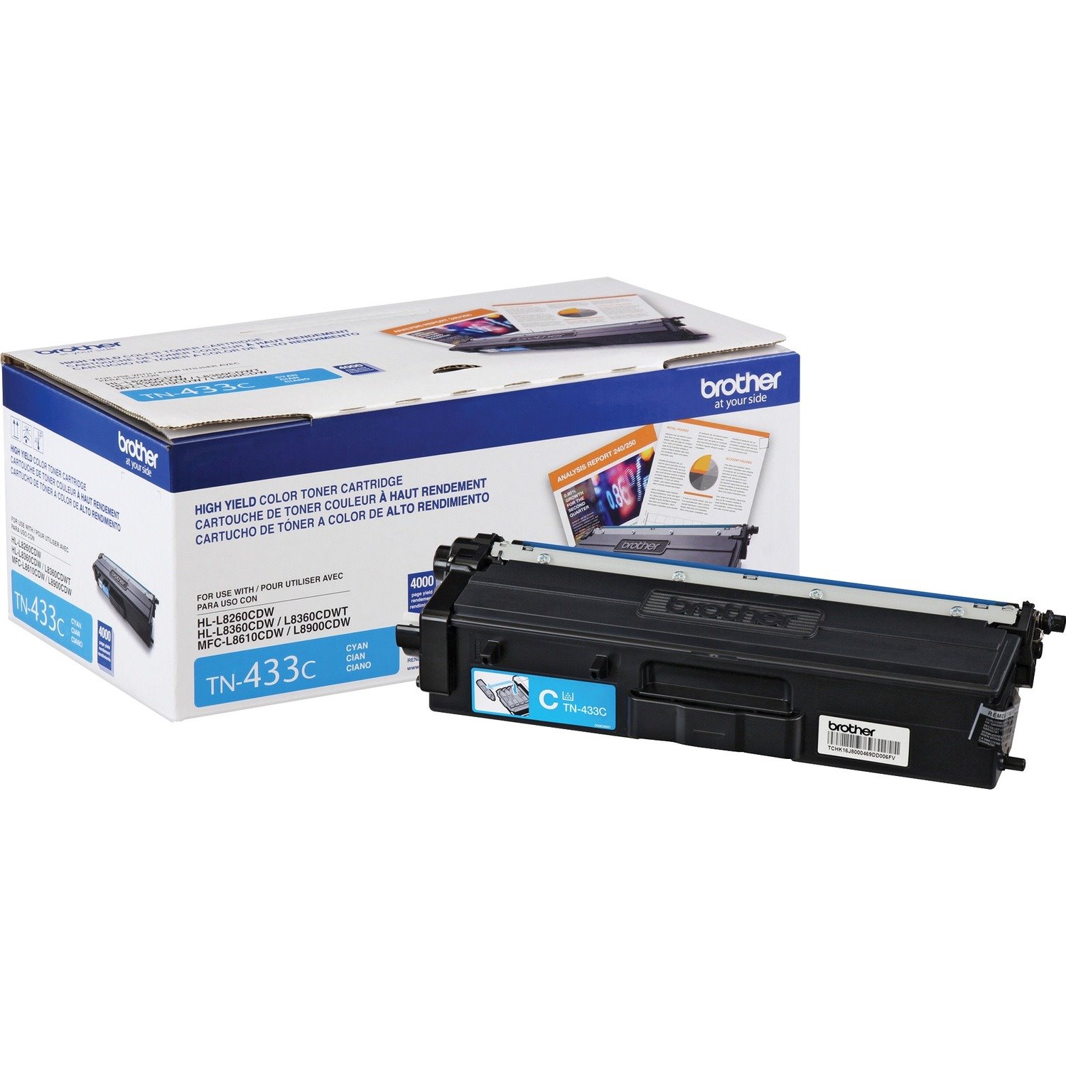 Brother TN433C Original High Yield Laser Toner Cartridge - Cyan - 1 Each