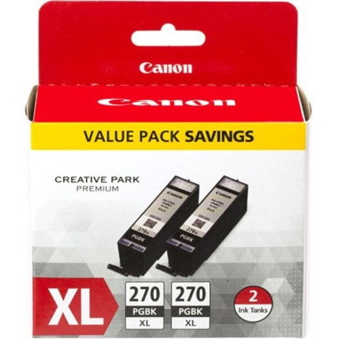 Canon PGI-270 XL Original Inkjet Ink Cartridge - Pigment Black - 2 Pack